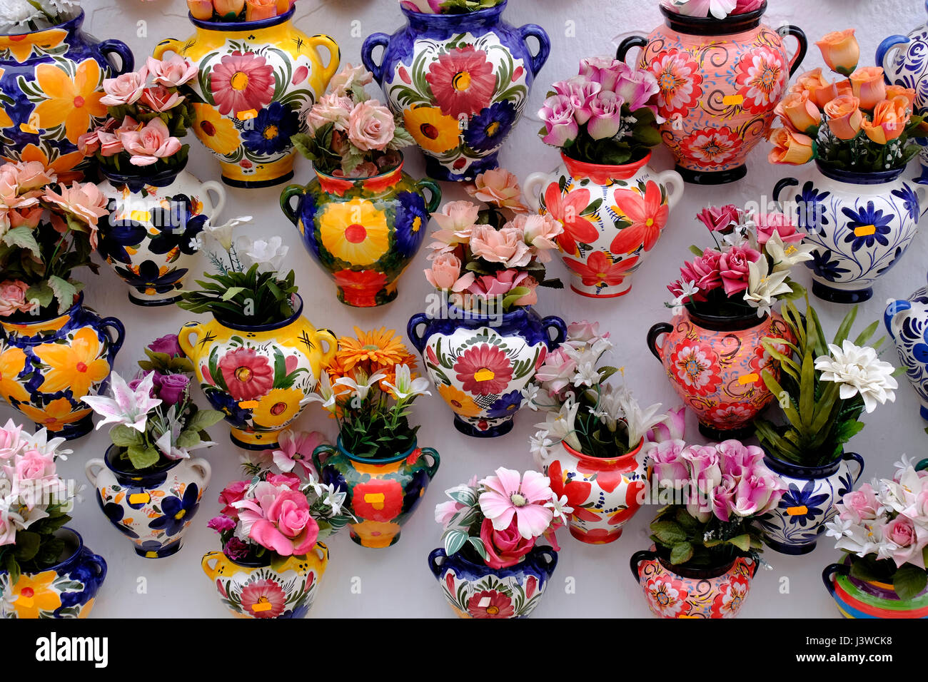 Ceramic Wall Vases Mijas Costa Del Sol Andalusia Spain Stock