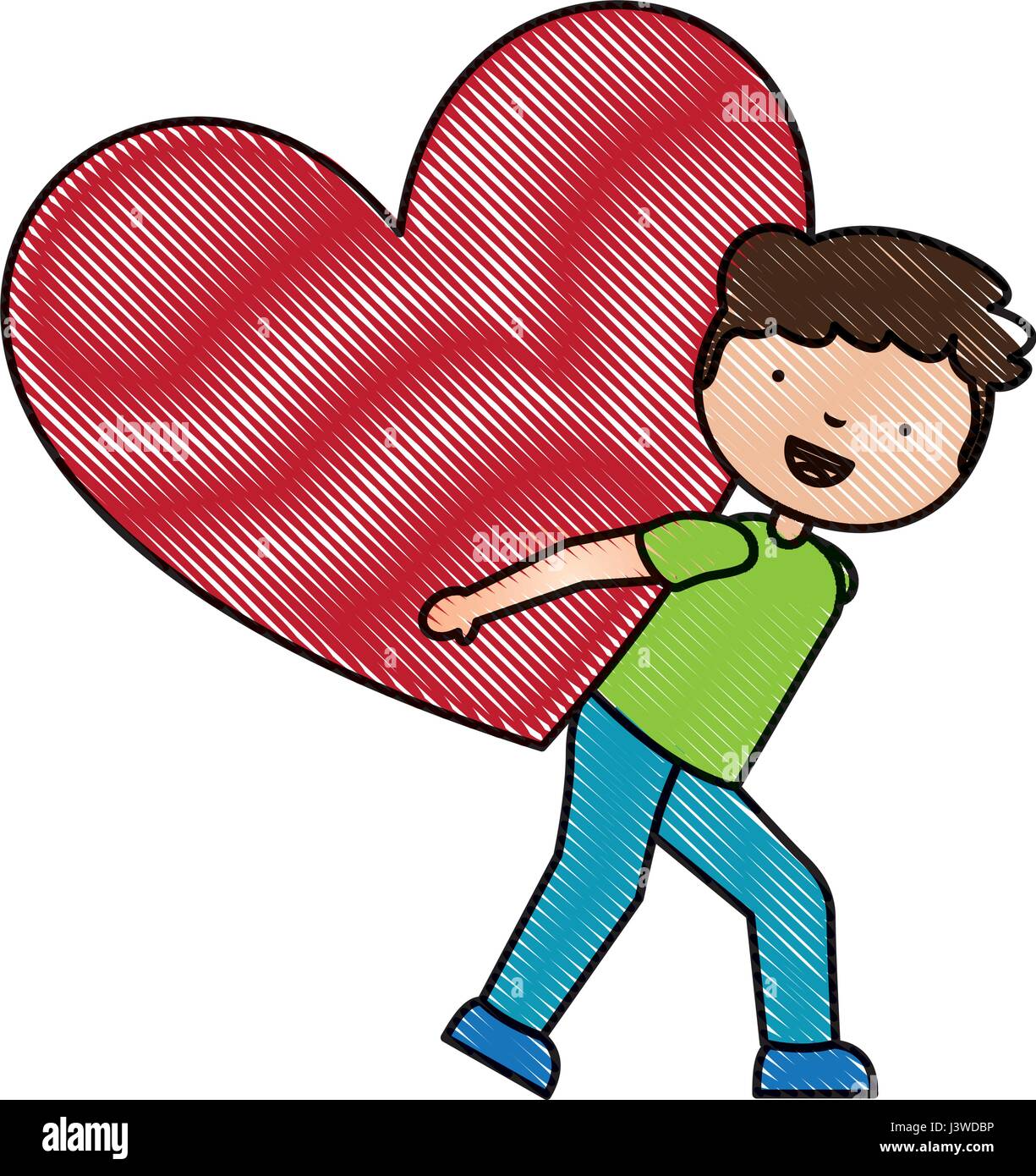 cute little boy character with heart love Stock Vector Image & Art - Alamy