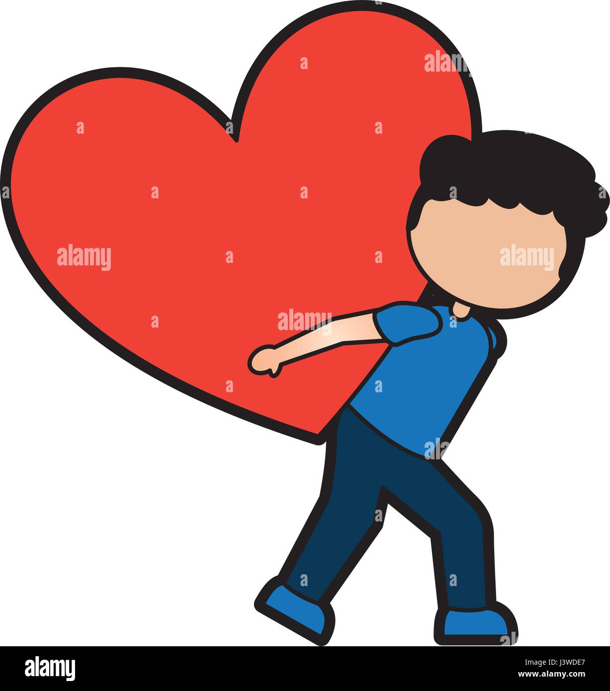 cute little boy character with heart love Stock Vector Image & Art - Alamy