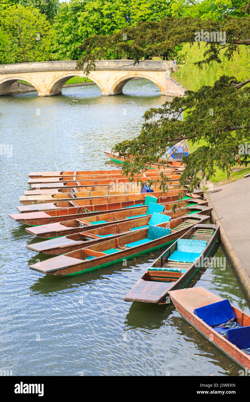 Punts, flat-bottomed boats on the River Cam, Cambridge, England, UK ...