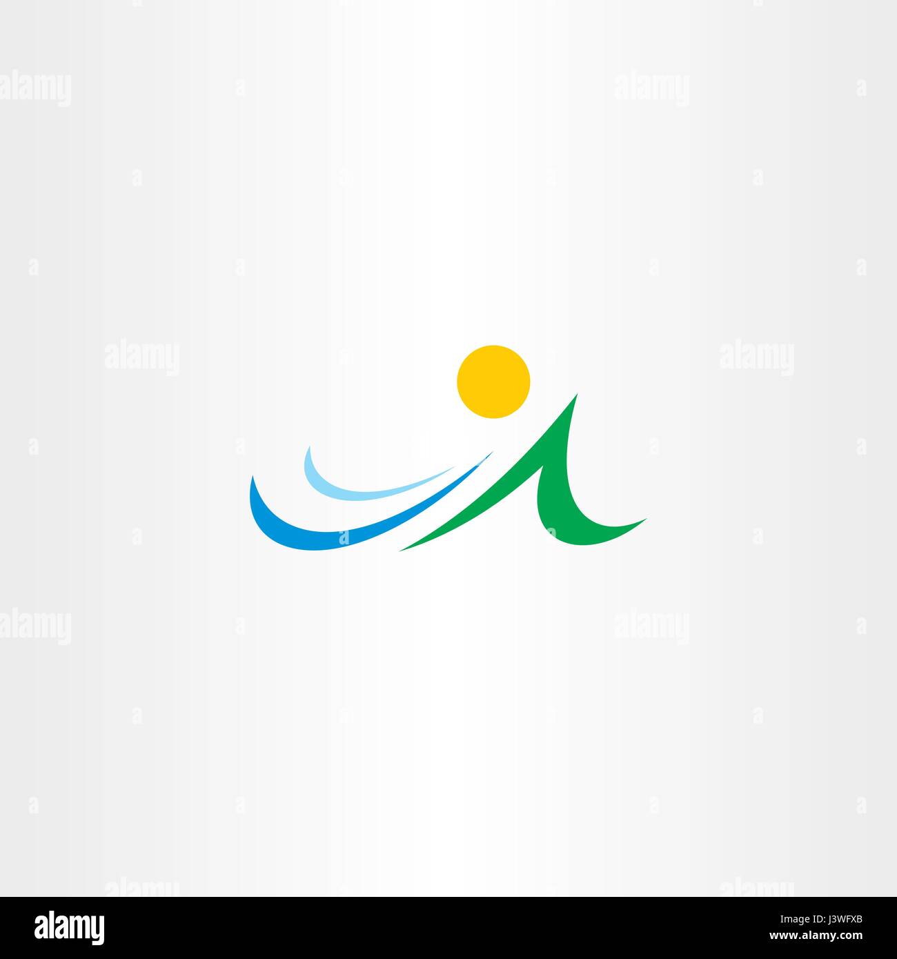 mountain river and sun vector icon element symbol design Stock Vector