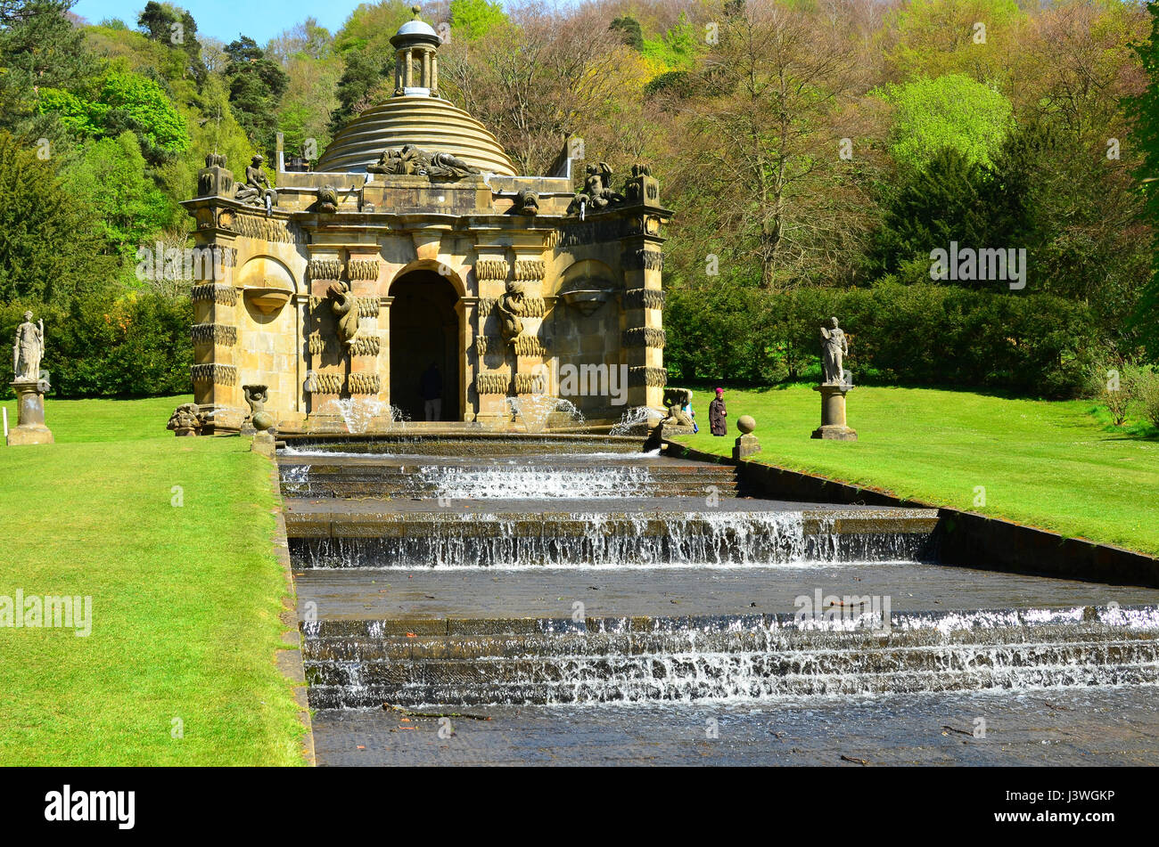 Chatsworth Gardens Cascade in spring Peak District National Park