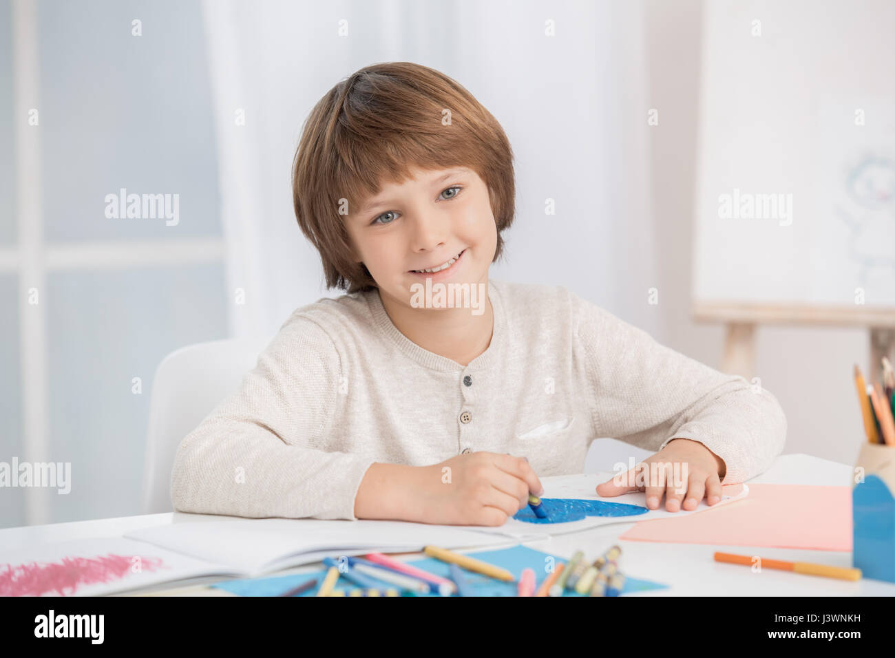 Little Boy Child Drawing Creativity Talent Concept Stock Photo Alamy