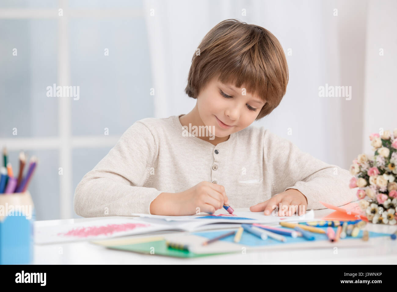 Little Boy Child Drawing Creativity Talent Concept Stock Photo Alamy
