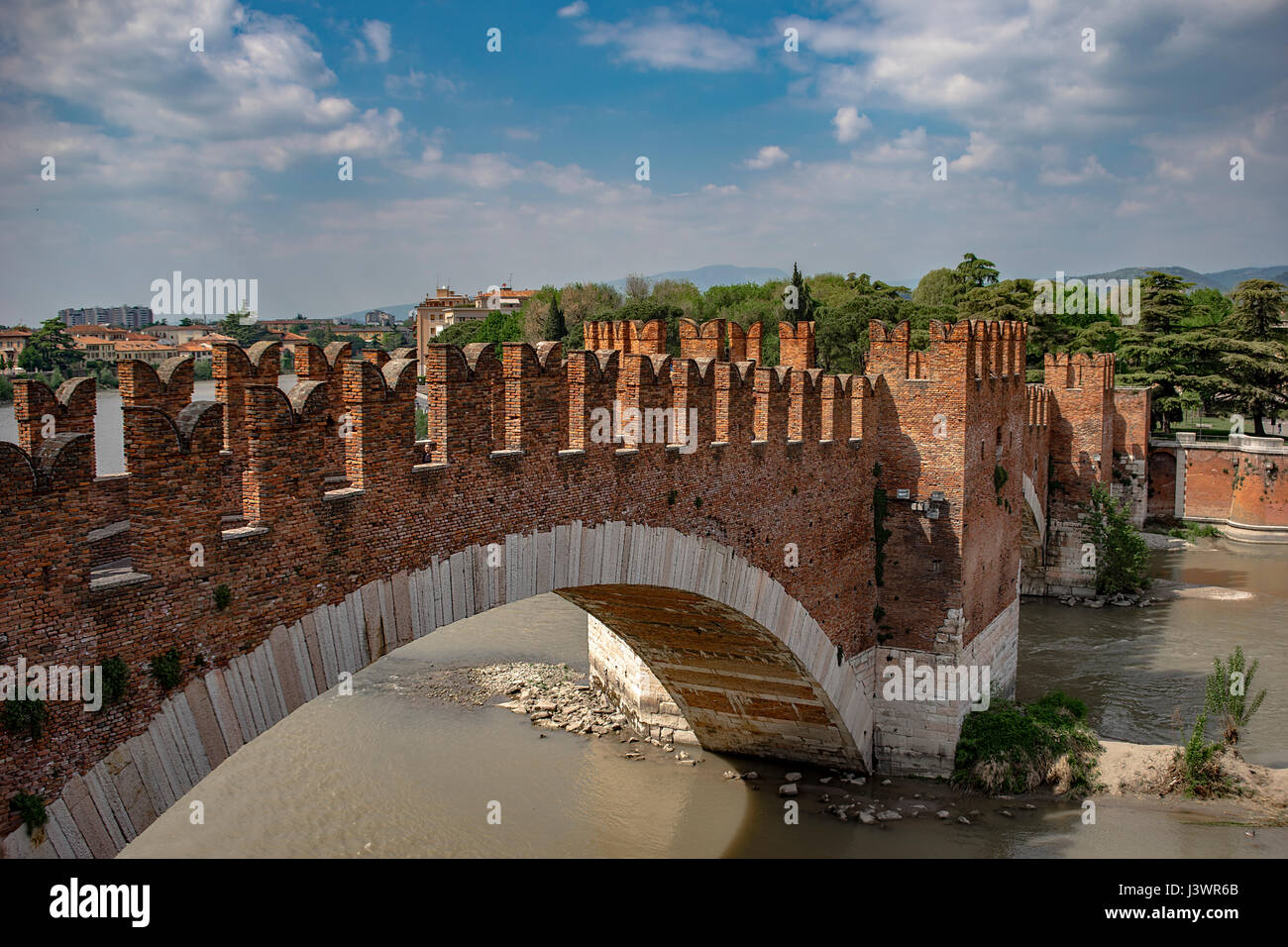 Castelvecchio at Adige River Verona - Italy. Stock Photo