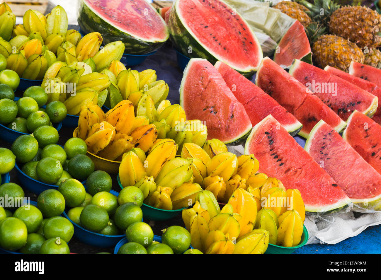 brazilian markets offer a huge  variation of fruits and vegetables Stock Photo