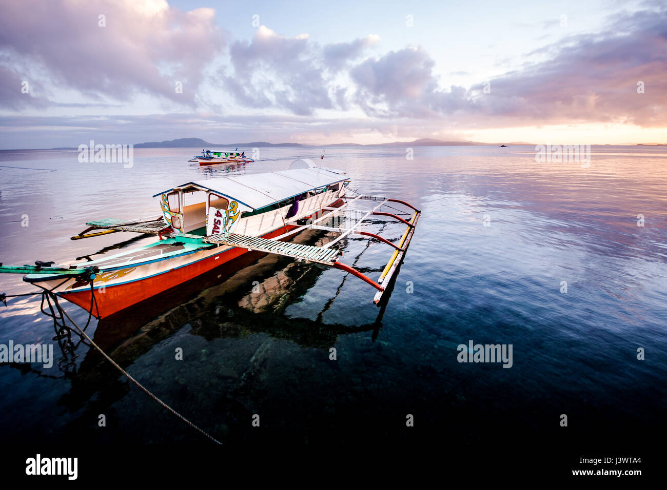 Morning walk at the sea port passenger terminal. Surigao, Philippines. Stock Photo