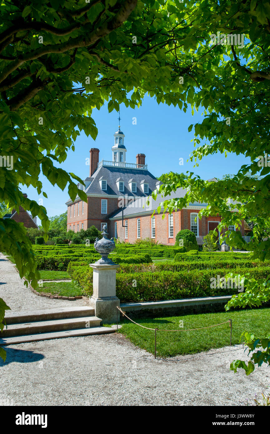 USA Virginia VA Colonial Williamsburg the Governor's Palace and Gardens Stock Photo
