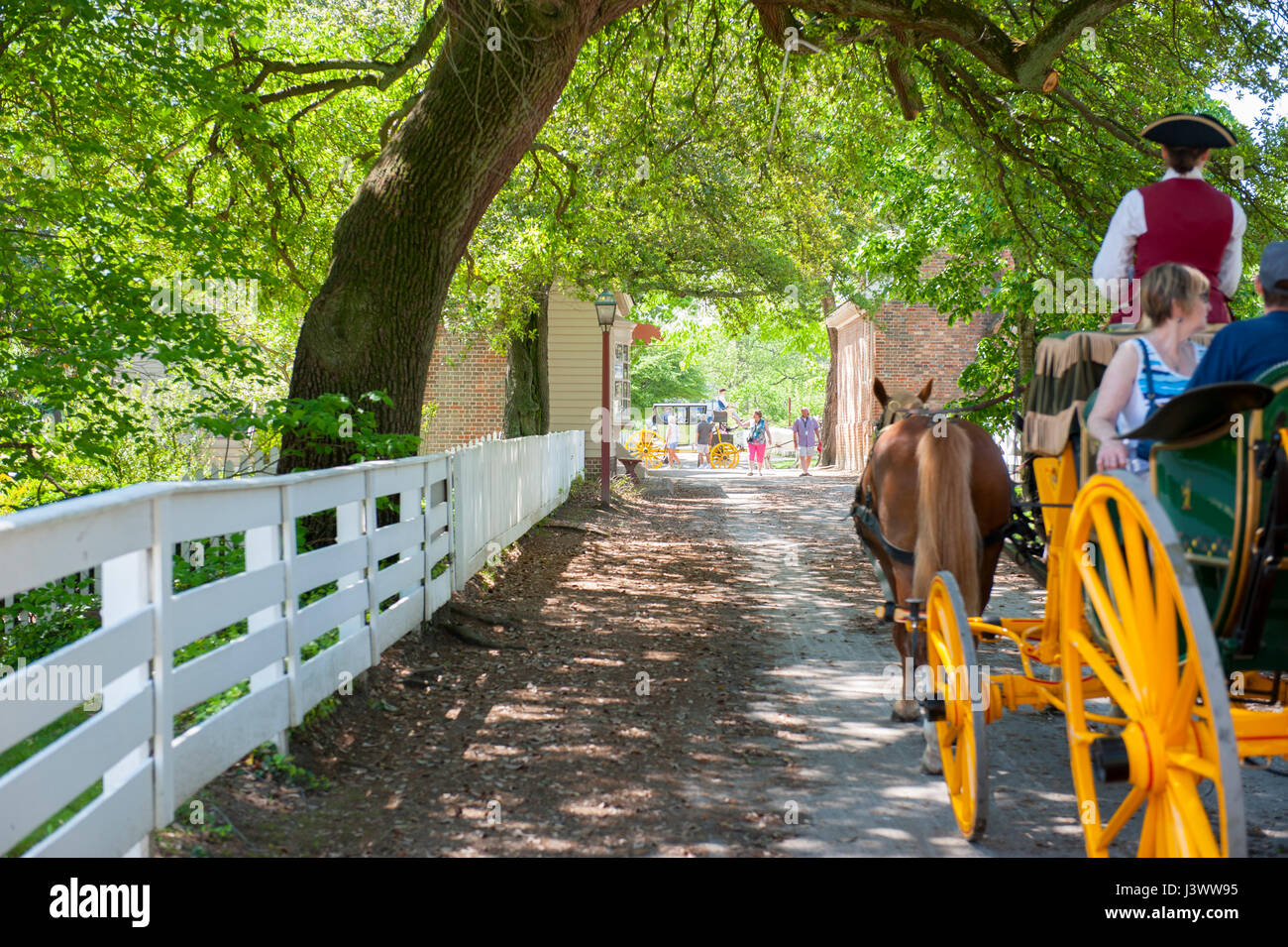 USA Virginia VA Colonial Williamsburg horse drawn carriage on North