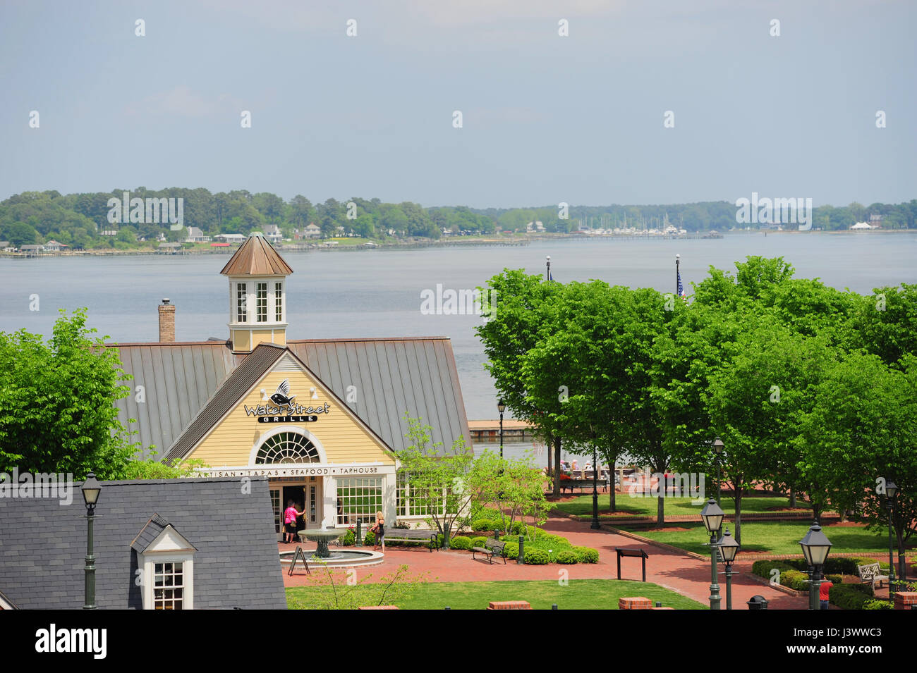 USA Virginia VA Historic Colonial Yorktown village on the York River River Walk Stock Photo