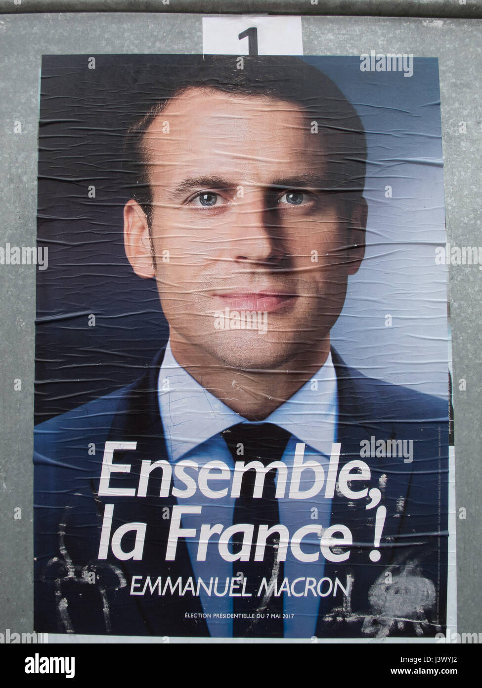 Presidential elections in France, 2017, Emmanuel Macron 65.5% wins French presidential election, defeating Marine le Pen 34.5%, polling booth. Credit: Ania Freindorf/Alamy Live News Stock Photo