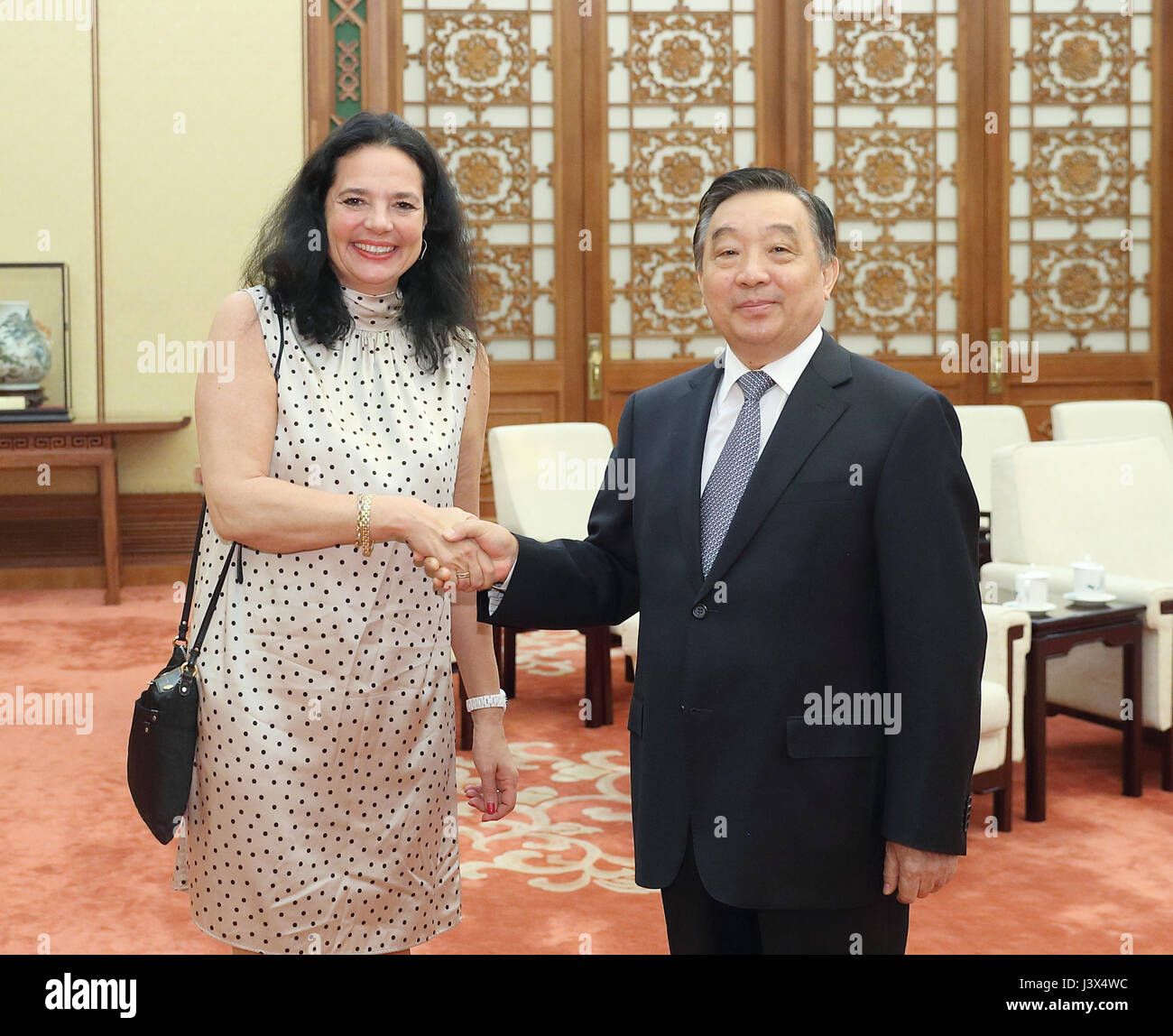 Beijing, China. 8th May, 2017. Wang Chen (R), vice chairman of the ...