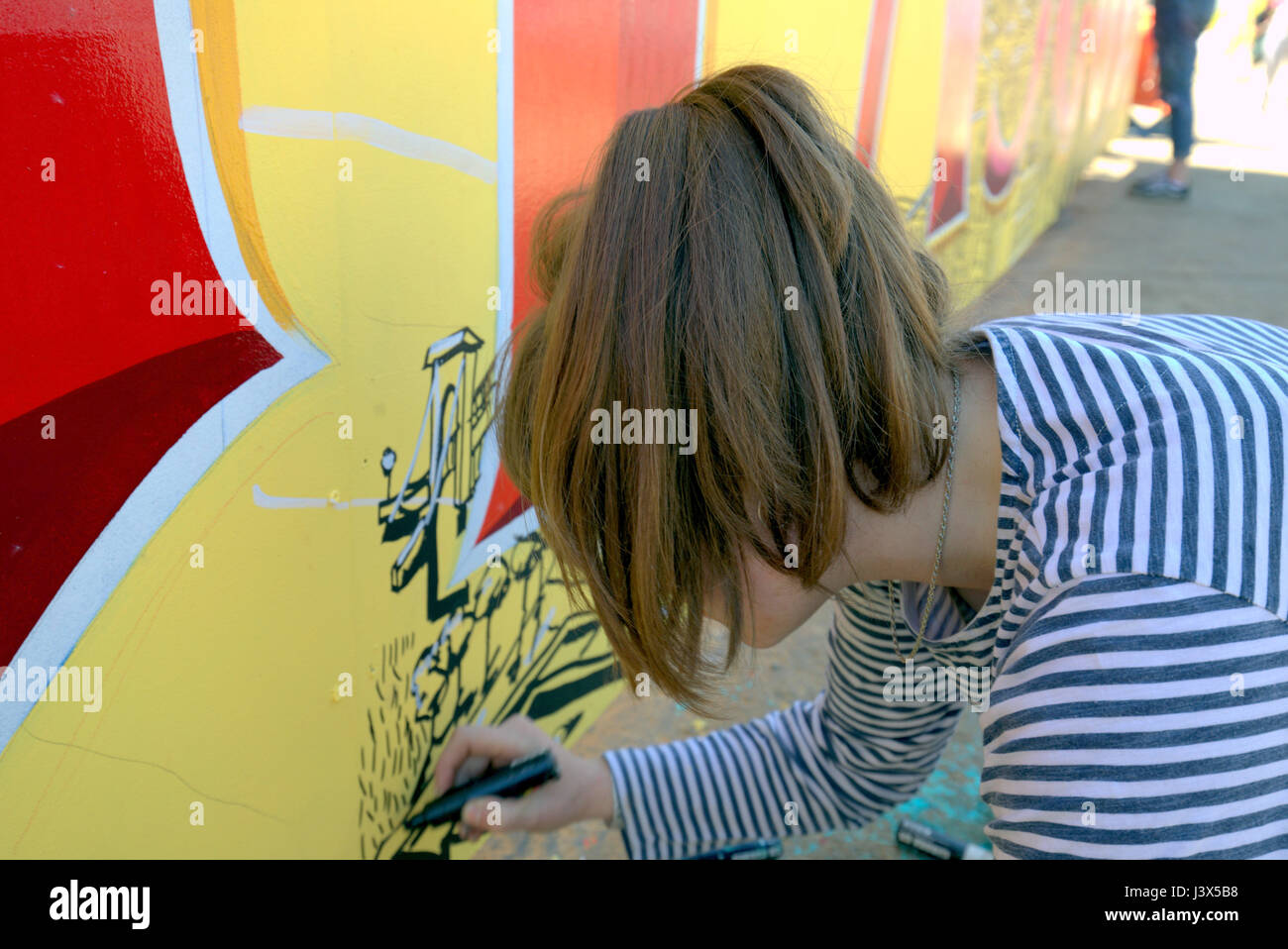 Glasgow, Scotland, UK. 7th May, 2017. ’Yard Works Festival 2017’ is an International celebration of Graffiti, Street Art and Design, which will be spread throughout the SWG3 Complex with a focus on the new Galvanizers Yard. Credit: gerard ferry/Alamy Live News Stock Photo