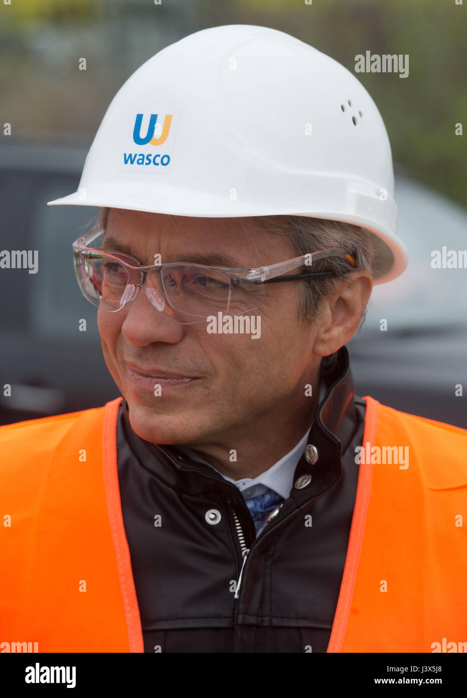 Giancarlo Maccagno, the CEO of Wasco Coatings Germany GmbH, in Mukran  harbour in Sassnitz, Germany, 8 may 2017. Around 90,000 pipes currently  stored on the island of Ruegen are due to be