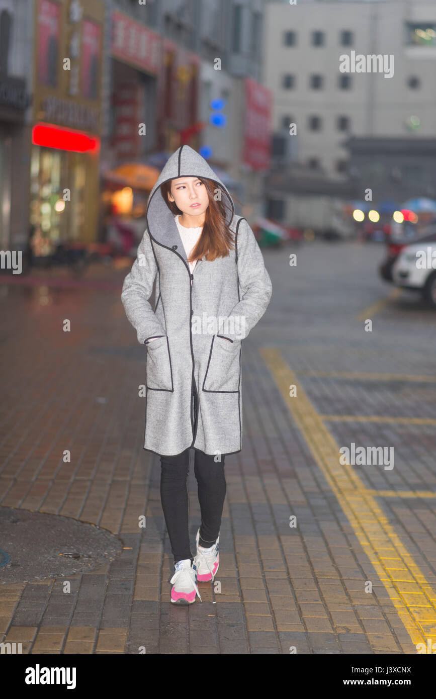 Woman street night walking hi-res stock photography and images - Alamy