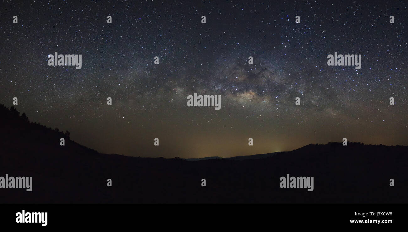 Panorama milky way galaxy with stars and space dust in the universe ...