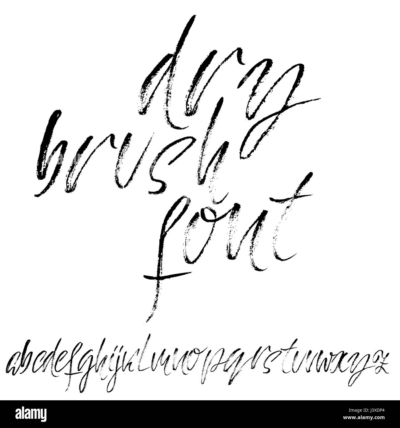 Hand drawn dry brush font. Modern brush lettering. Grunge style ...