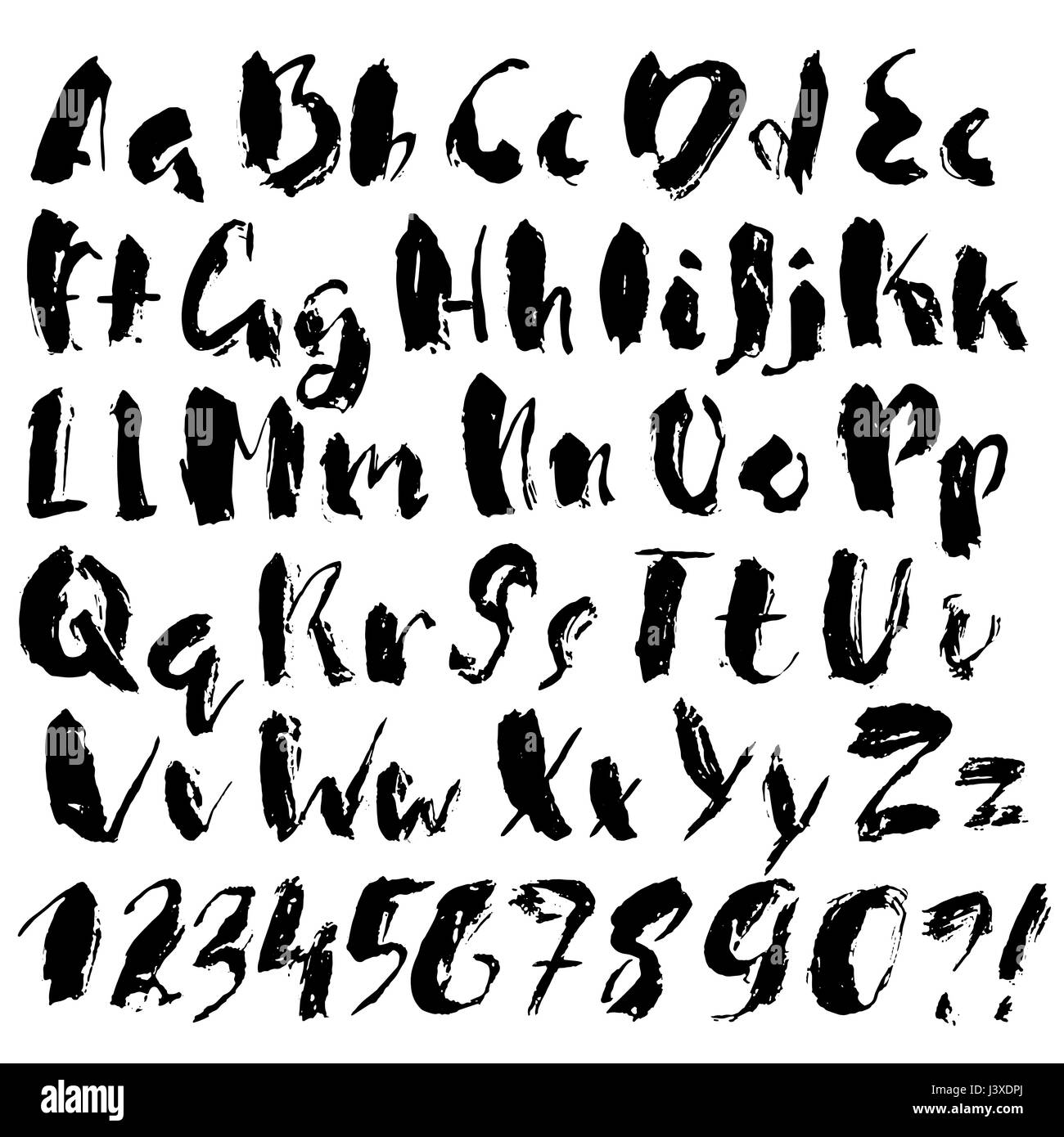 Hand Drawn Font Brush Stroke Alphabet Grunge Style Pa - vrogue.co