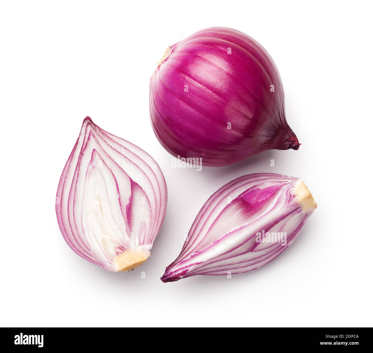 Sliced red onions isolated on white background. Top view Stock Photo ...