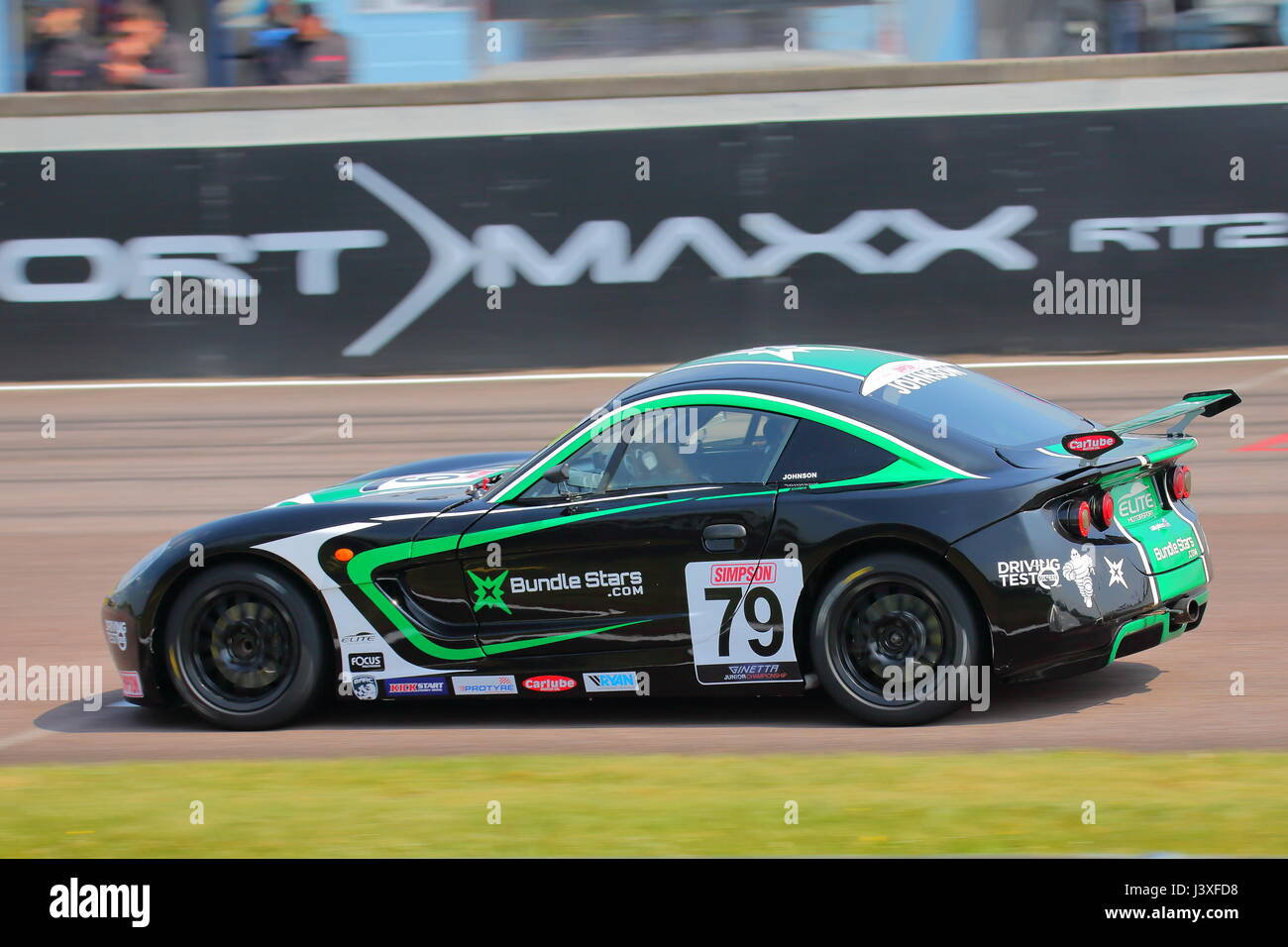Greg Johnson in the Ginetta Junior Cup at Thruxton race course during