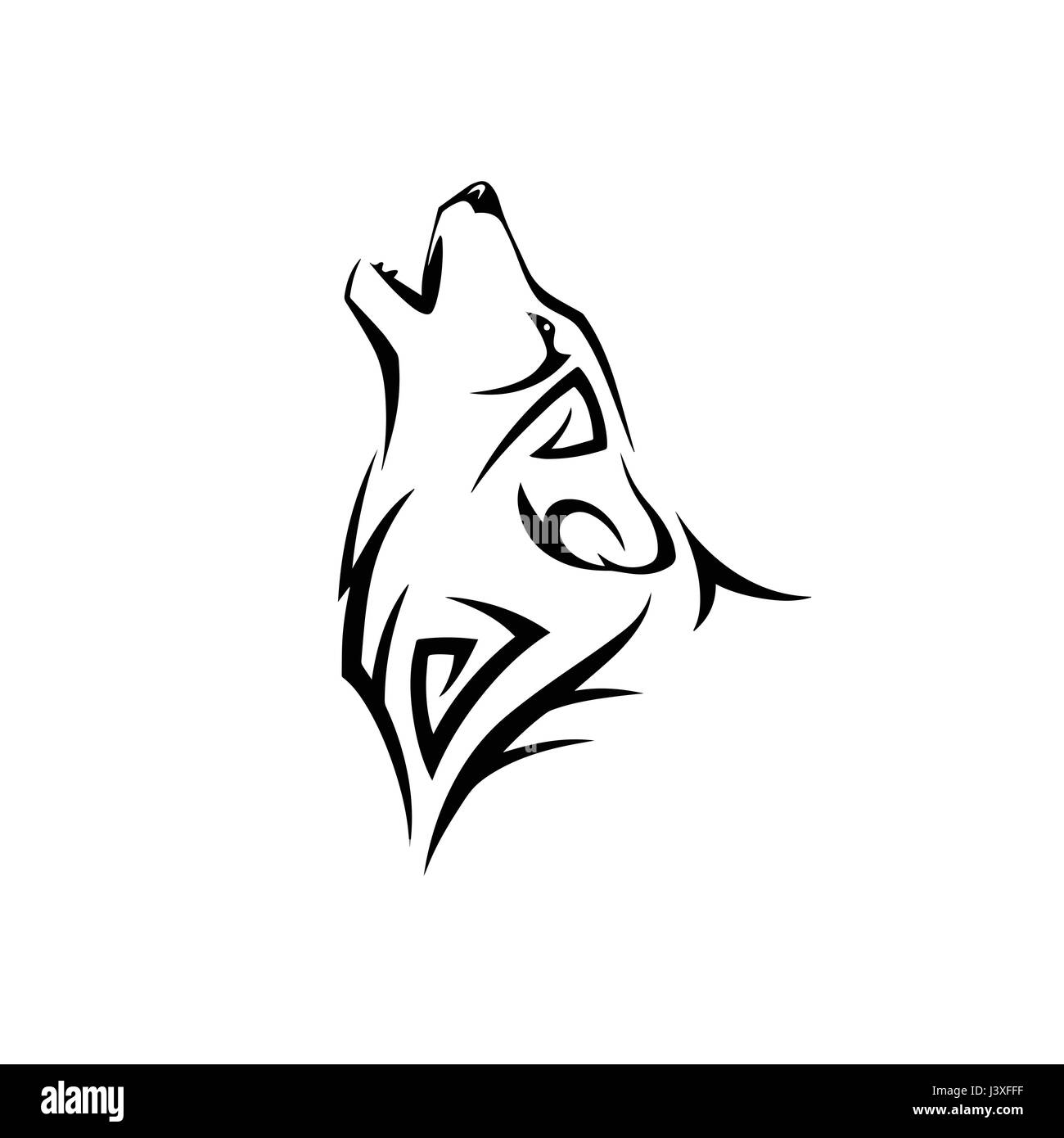 Howling wolf tattoo design Stock Vector