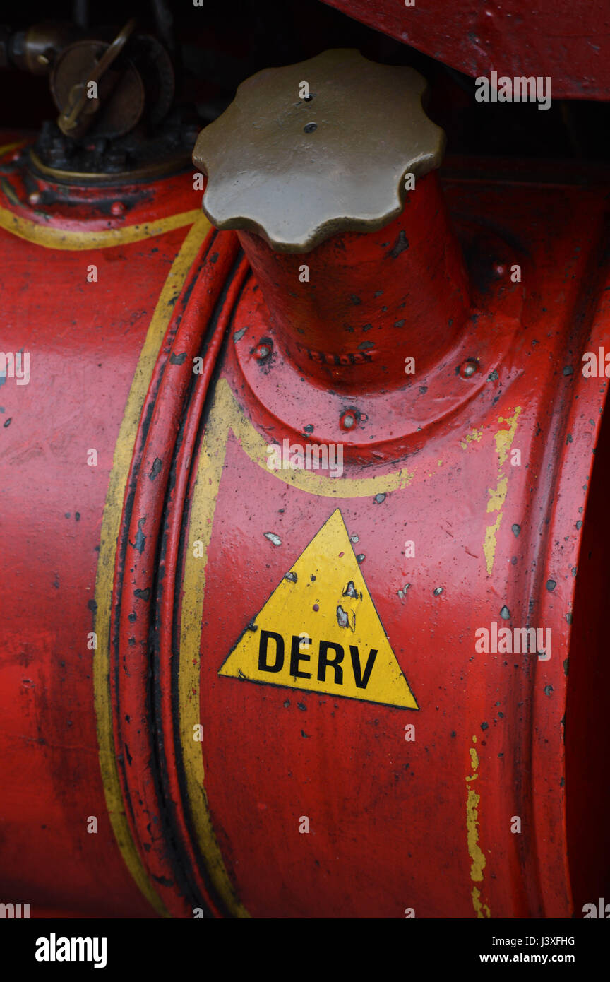 Derv sign on vintage commercial vehicle fuel tank. Stock Photo
