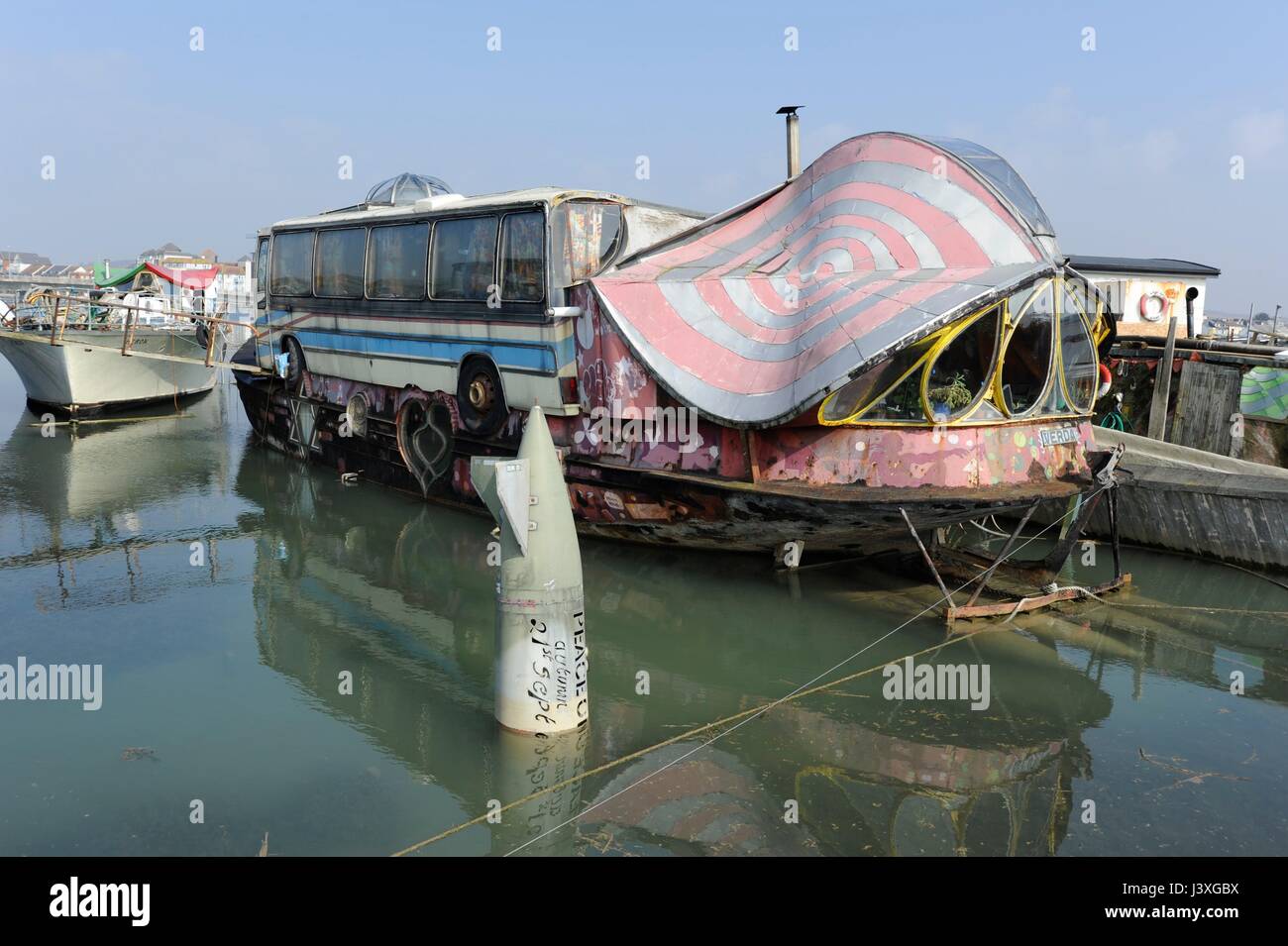 Artistic houseboat in Shoreham, Sussex Stock Photo