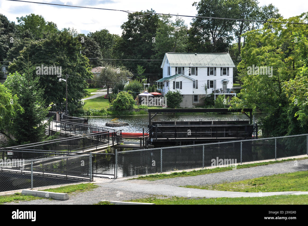 Park along the channels in Gananoque, Canada Stock Photo