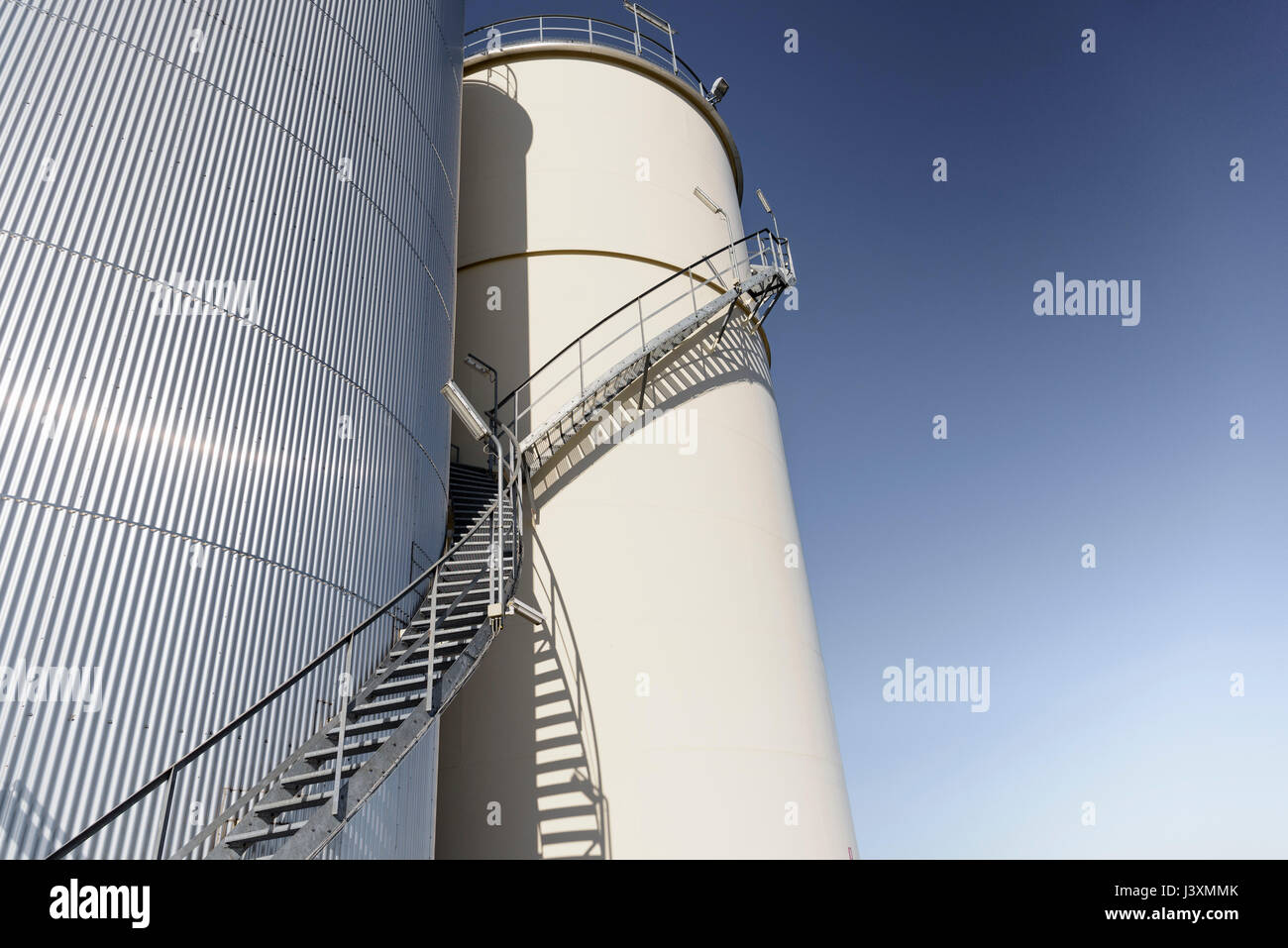 Oil storage tanks in oil blending factory Stock Photo