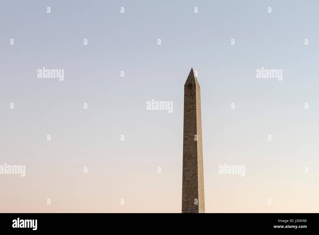 The Washington Monument in Washington D.C. with a blue sky background Stock Photo