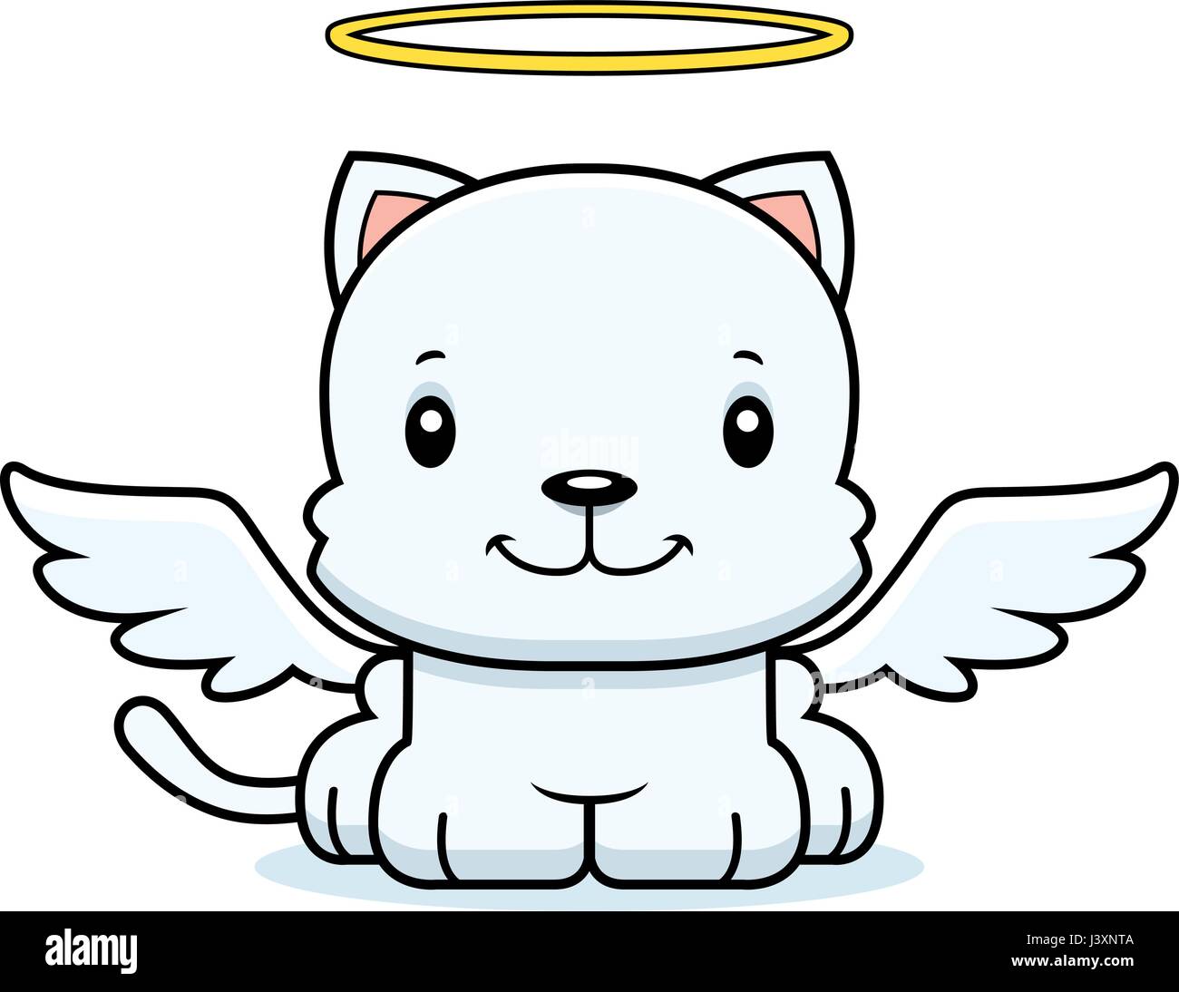 A cartoon angel kitten smiling. Stock Vector