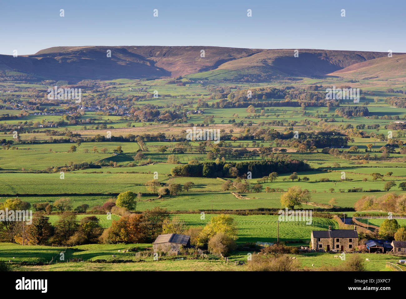 A view of the Loud Valley looking towards Bowland Fells from Longridge Fell, Forest of Bowland, Lancashire. Stock Photo