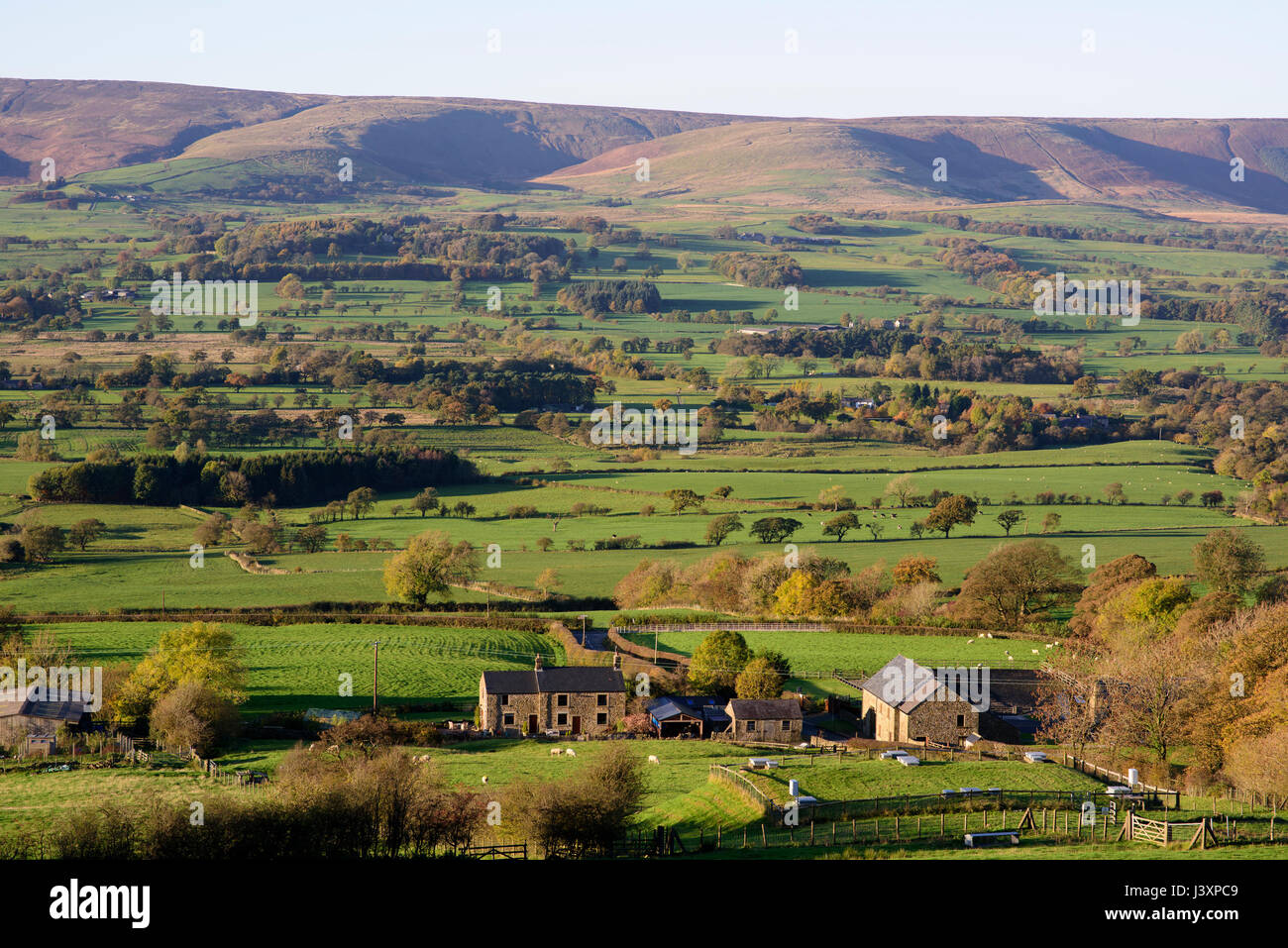 A view of the Loud Valley looking towards Bowland Fells from Longridge Fell, Forest of Bowland, Lancashire. Stock Photo