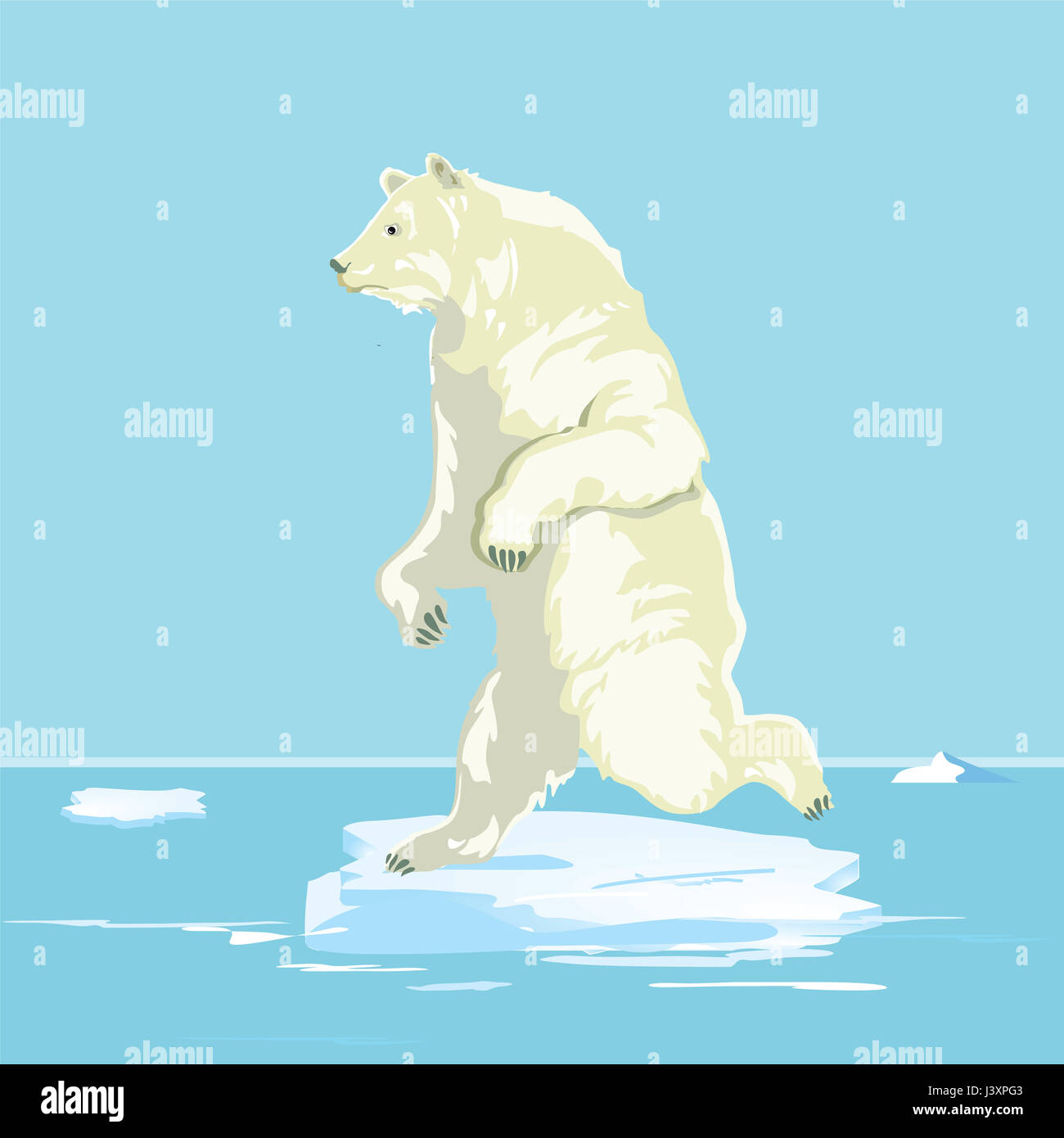 Polar bear on a small ice floe, illustration Stock Photo - Alamy
