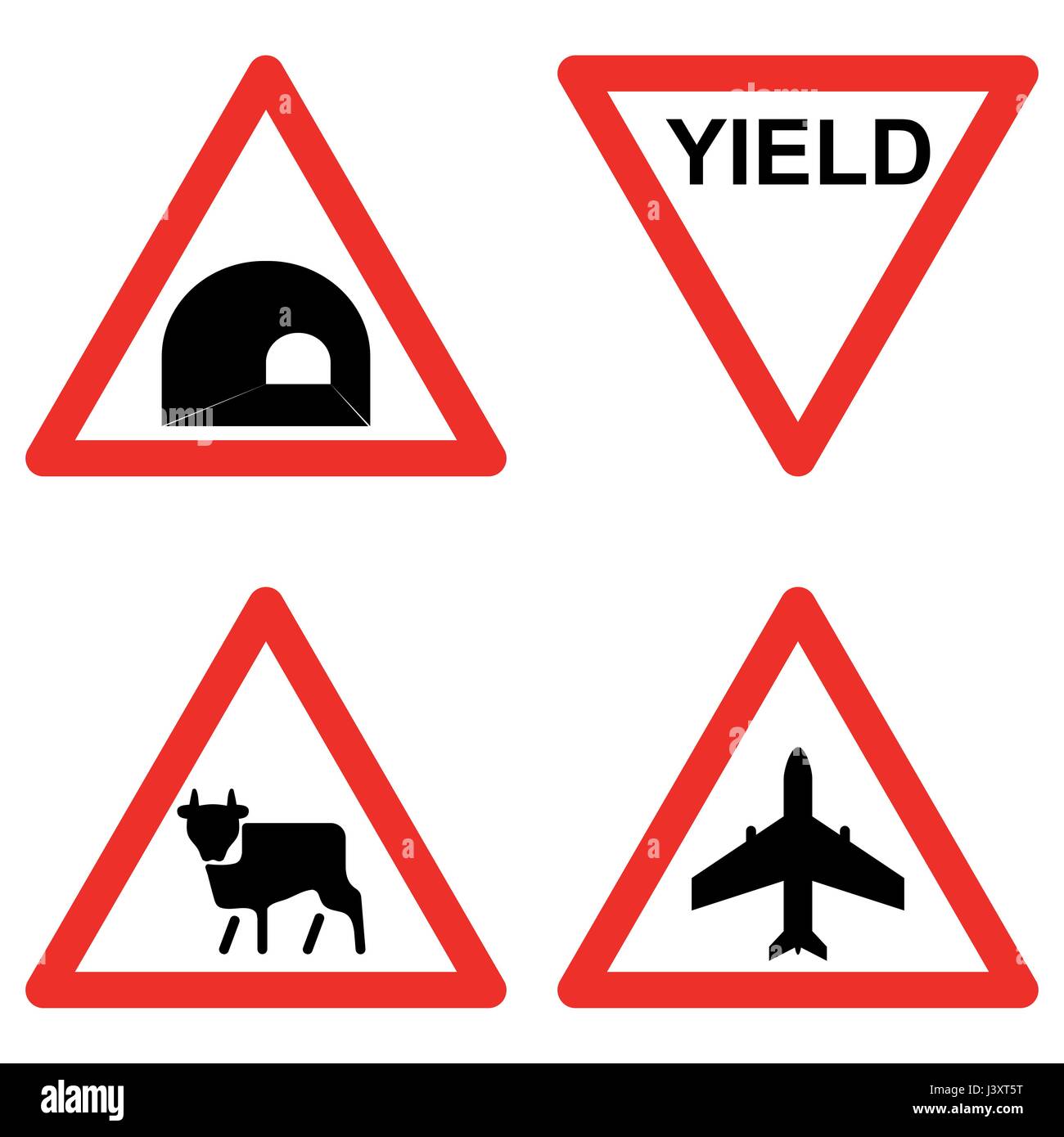 Traffic signs vector set on white background Stock Vector