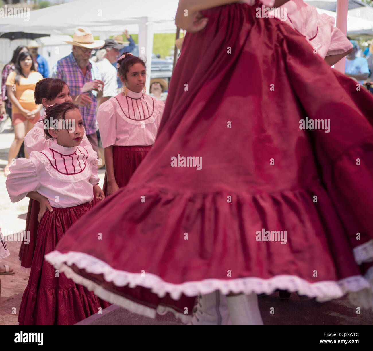 Fiesta Protesta participants, an annual demonstration again the closing of part of the US-Mexican border, gather in the Rio Grande in Lajitas, Texas. Stock Photo