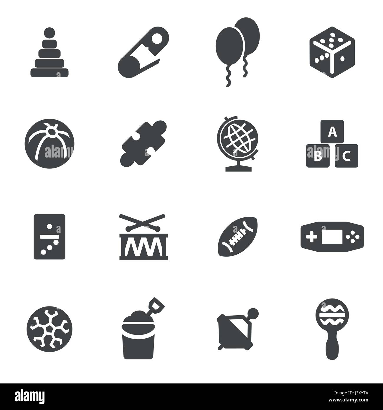 Vector black toys icons set on white background Stock Vector Image ...