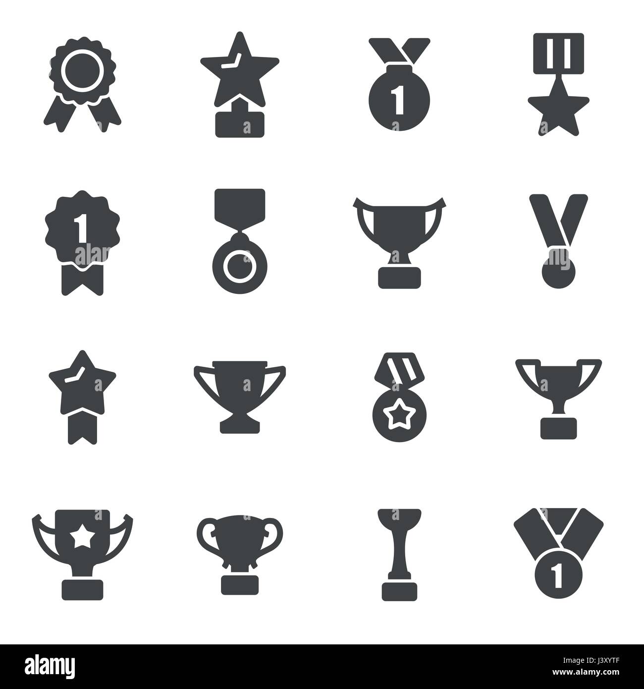 Vector black trophy and awards icons set on white background Stock ...