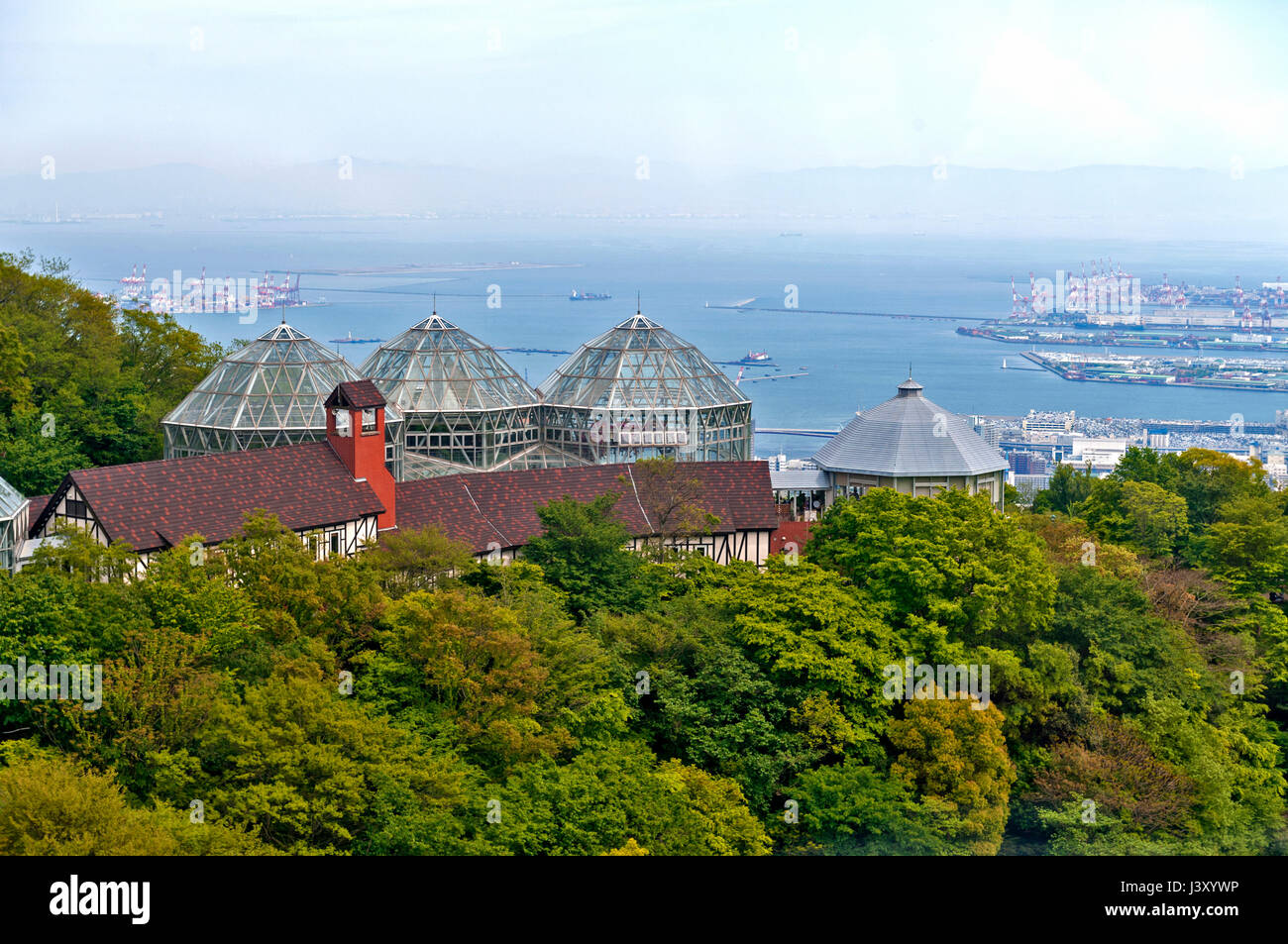 Kobe, Japan April 2016 Glasshouse building of Nunobiki Herb Garden
