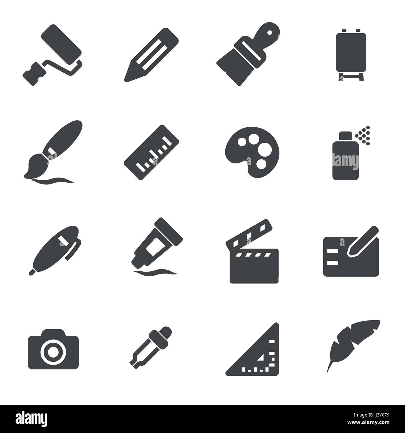 Vector black art tools icons set on white background Stock Vector Image ...