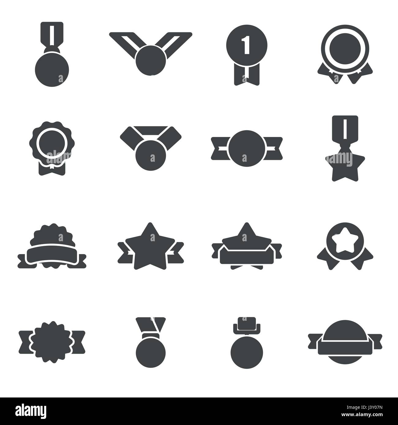 Vector black award medal icons set on white background Stock Vector ...