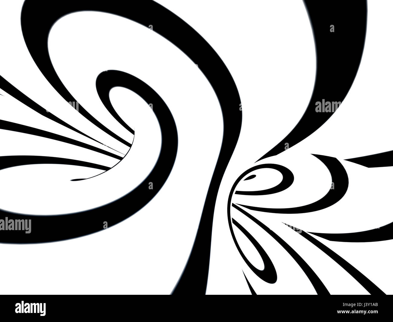 Abstract illusion. Black and white. Background with tube shape with striped pattern. 3d render Stock Photo