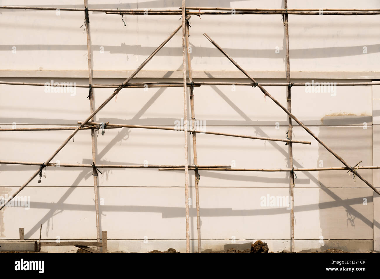 Bamboo Scaffolds for construction job. It's made us easy to climbing onto a parts of the building. Stock Photo