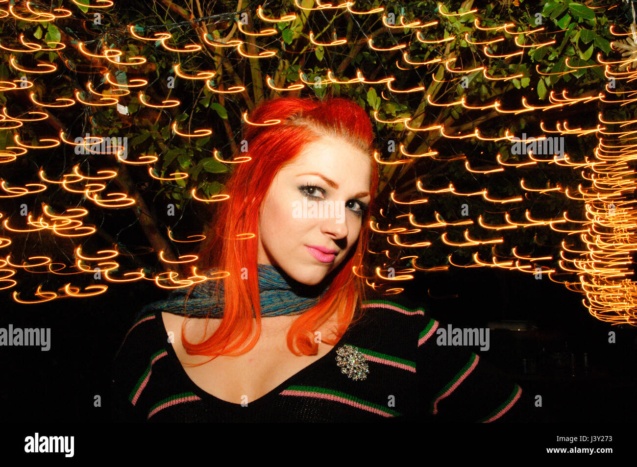 Singer Bonnie McKee portrait inside Jeff Blue's birthday party on December 2, 2007 in Hollywood Hills, California. Stock Photo