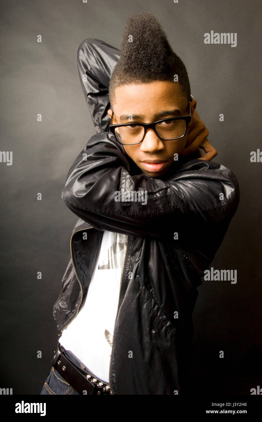 Lil Twist of Lil Wayne's Young Money Entertainment exclusive studio portrait on March 29, 2009 in Los Angeles. Stock Photo