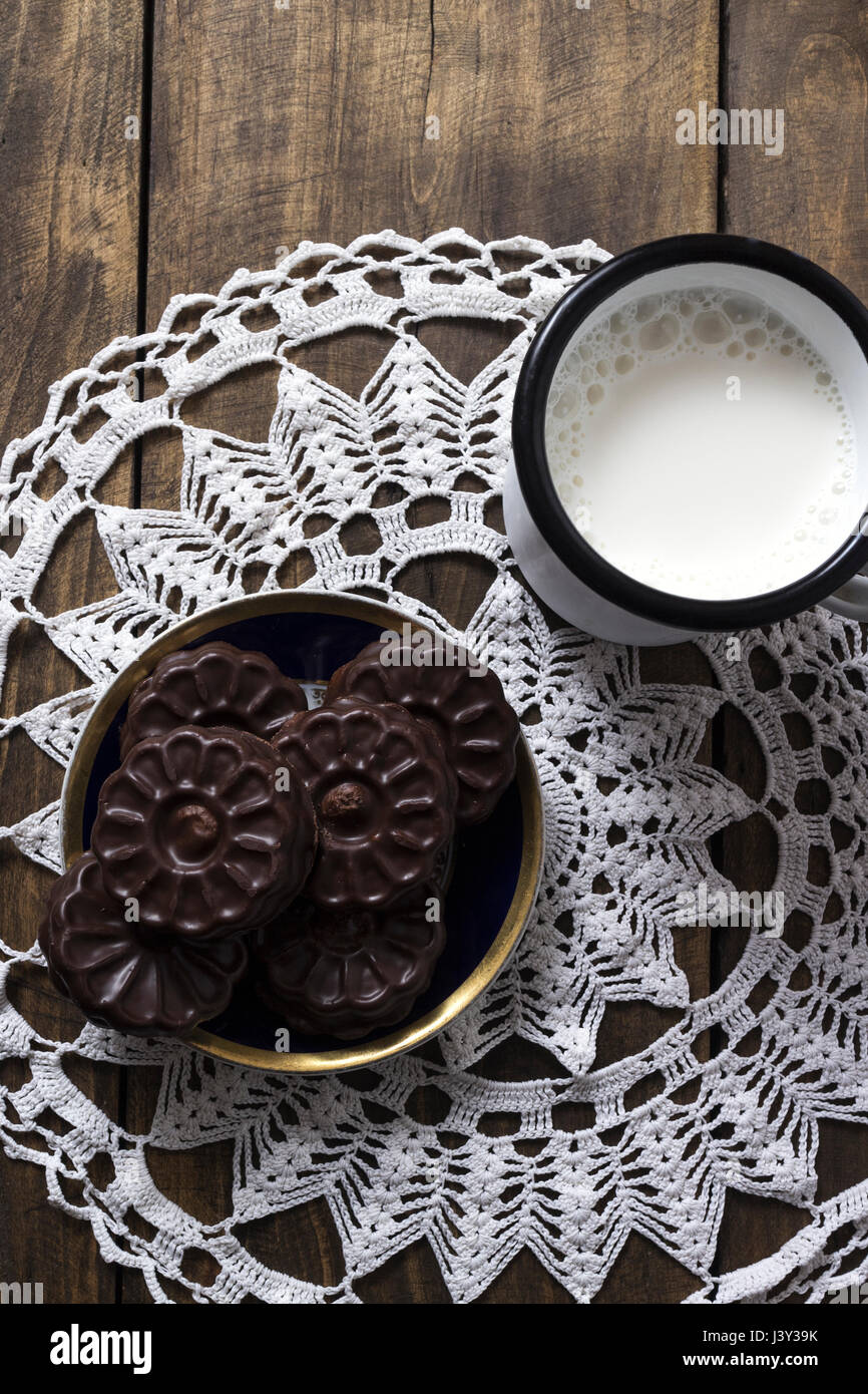 Chocolate Cookies with Chocolate Filling, From Above Stock Photo