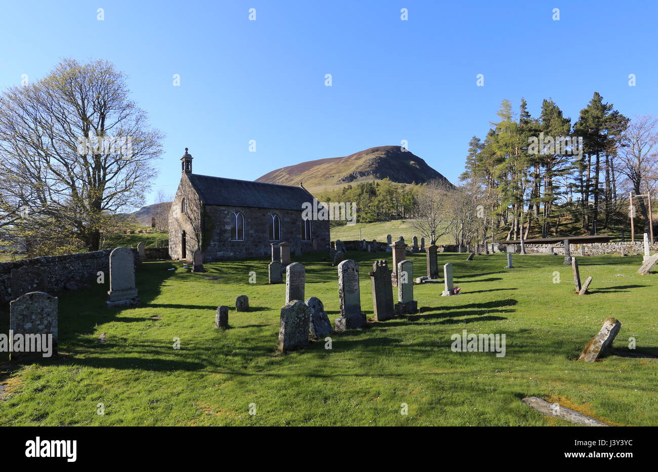 Spittal Scotland Parish Church Spittal of Glenshee and peak of Ben Gulabin Scotland May ...