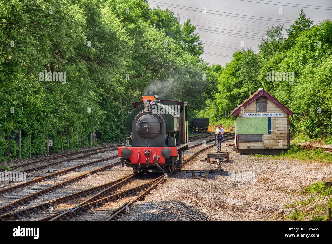 Bagnall 0-6-0ST No. 2680 Courageous steam engine at Ribble Steam Railway, Preston, Lancashire. Stock Photo