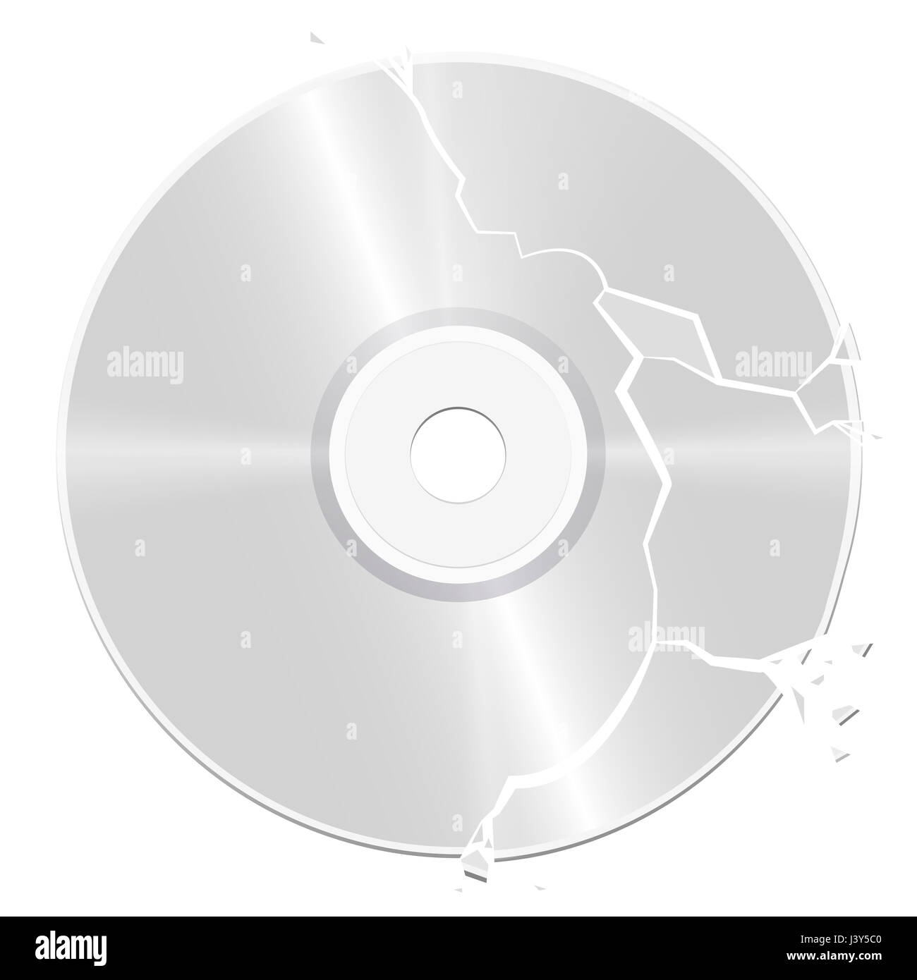 Broken, damaged CD - illustration on white background. Stock Photo