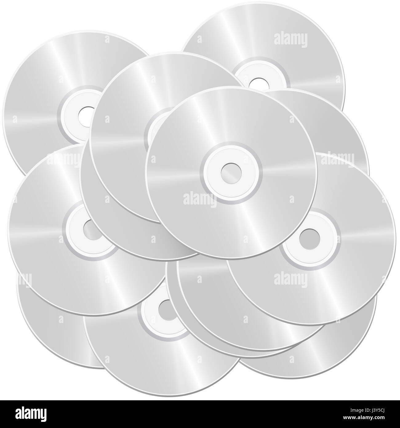 CD pile - heap of compact discs or digital versatile discs - symbolic for large bulk and mass of data and information - illustration Stock Photo